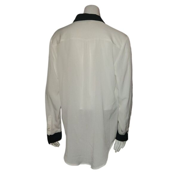 APT. 9 White and Black Color Black Office Career Blouse Womens Size Large - Picture 2 of 6